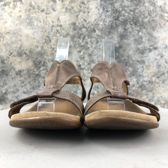 Taos Womens Size 7 Brown The Show Lightweight Leather Hook & Loop Casual Sandals - Picture 2 of 14